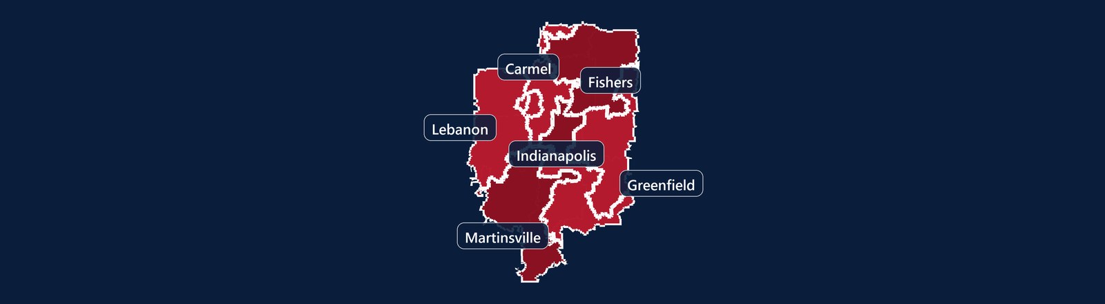 Map of the open Indianapolis territories across the Indianapolis area.