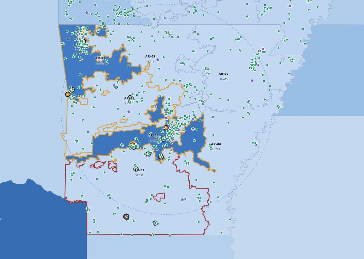 The Noble territory map: Arkansas territories with every HVAC retailer mapped